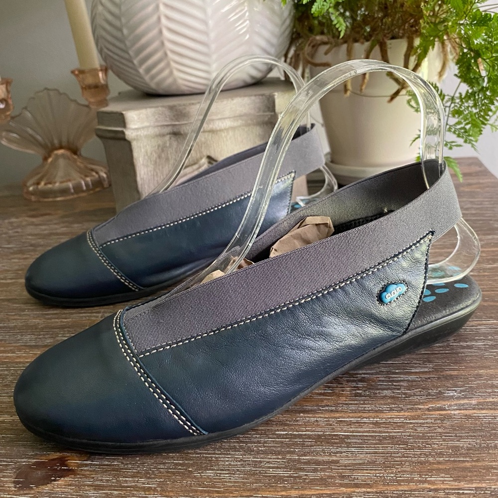 Cloud‎ Caliber Slingback Flat Sandals Wedge Heel Leather Elastic Womens 37/6.5-7